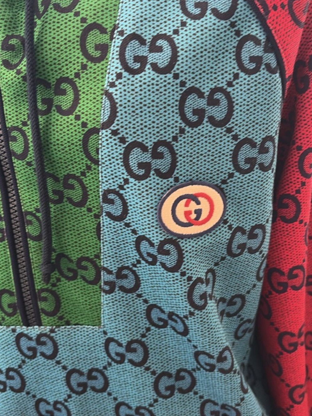 Gucci Multicolor GG Logo Patchwork Hoodie - Picture 4 of 4